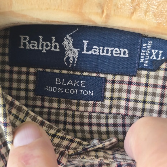 Ralph Lauren Blake Gingham Check Button Down Shirt Mens XL Cotton - Picture 4 of 7